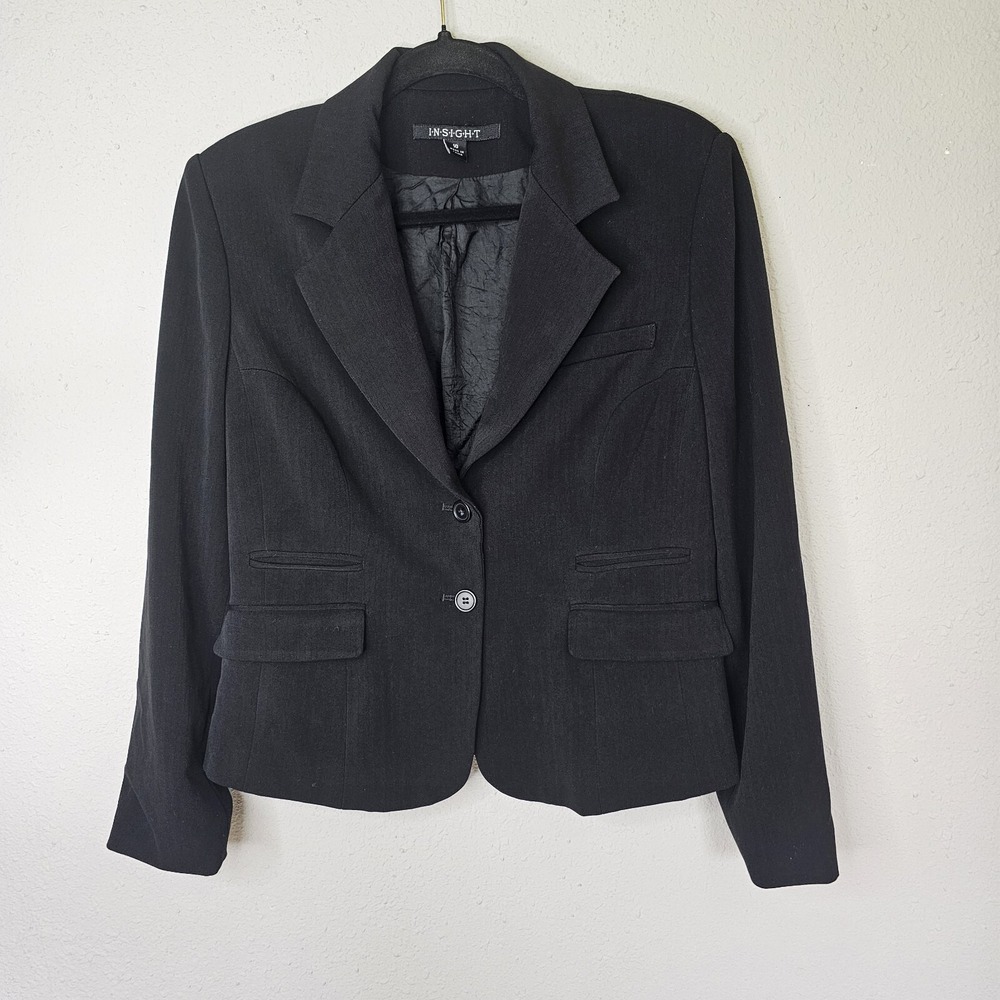 Insight Womens Black Two Button Textured Blazer Jacket Size 10 Academia Office